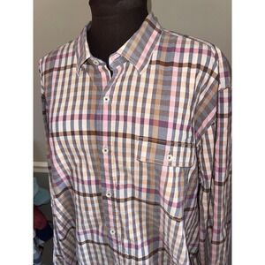Tommy Bahama Jeans Pink‎ Blue Check Button Down Shirt Mens XXL